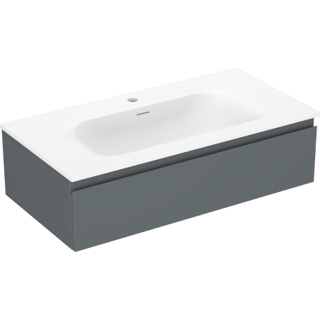 Mexen Orio vonios spintelė 90 cm su praustuvu Vela, 1 stalčius, matinė grafito/balta matinė - 91A10-09023-1-BF66-W23M01