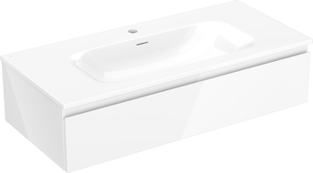 Mexen Orio vonios spintelė 100 cm su praustuvu Vela, 1 stalčius, blizgi balta - 91A10-10023-1-BF00-W23M00