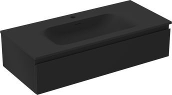 Mexen Orio vonios spintelė 100 cm su praustuvu Vela, 1 stalčius, juoda matinė - 91A10-10023-1-BF71-W23M71