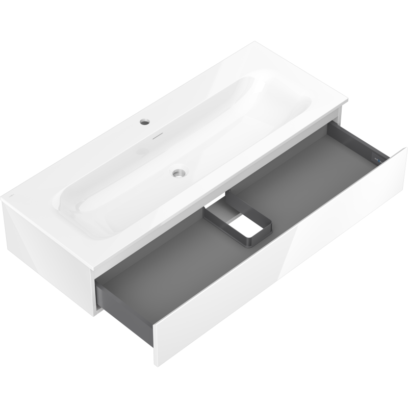 Mexen Orio vonios spintelė 120 cm su Vela praustuvu, 1 stalčius, blizgus baltas - 91A10-12023-1-BF00-W23M00