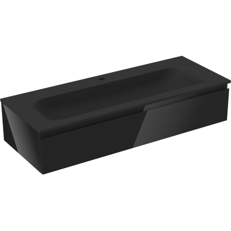 Mexen Orio vonios kambario spintelė 120 cm su Vela praustuvu, 1 stalčius, juoda blizgi/juoda matinė - 91A10-12023-1-BF70-W23M71