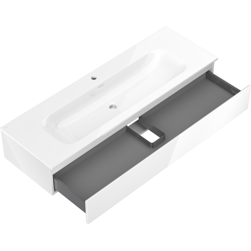 Mexen Orio vonios spintelė 140 cm su praustuvu Vela, 1 stalčius, balta blizgi - 91A10-14023-1-BF00-W23M00