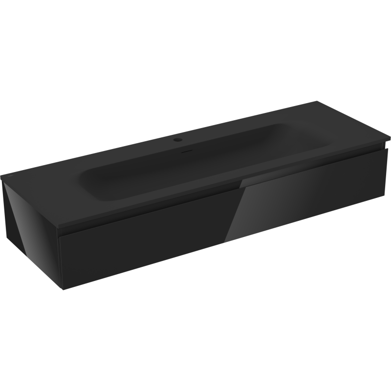 Mexen Orio vonios spintelė 140 cm su Vela praustuvu, 1 stalčius, juodas blizgus/juodas matinis - 91A10-14023-1-BF70-W23M71
