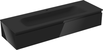 Mexen Orio vonios spintelė 140 cm su Vela praustuvu, 1 stalčius, juodas blizgus/juodas matinis - 91A10-14023-1-BF70-W23M71