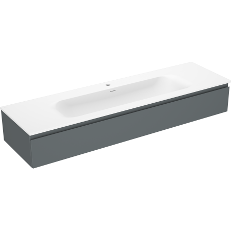 Mexen Orio vonios spintele 160 cm su praustuvu Vela, 1 stalčius, grafitas matinis/balta matinis - 91A10-16023-1-BF66-W23M01