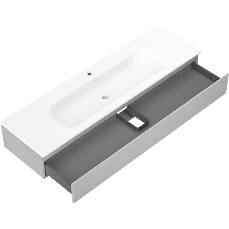 Mexen Orio vonios spintelė 160 cm su Vela kriaukle, 1 stalčius, pilka matinė/balta matinė - 91A10-16023-1-BF62-W23M01