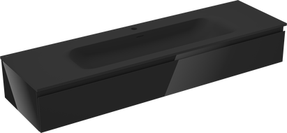 Mexen Orio vonios spintelė 160 cm su praustuvu Vela, 1 stalčius, juodas blizgus/juodas matinis - 91A10-16023-1-BF70-W23M71