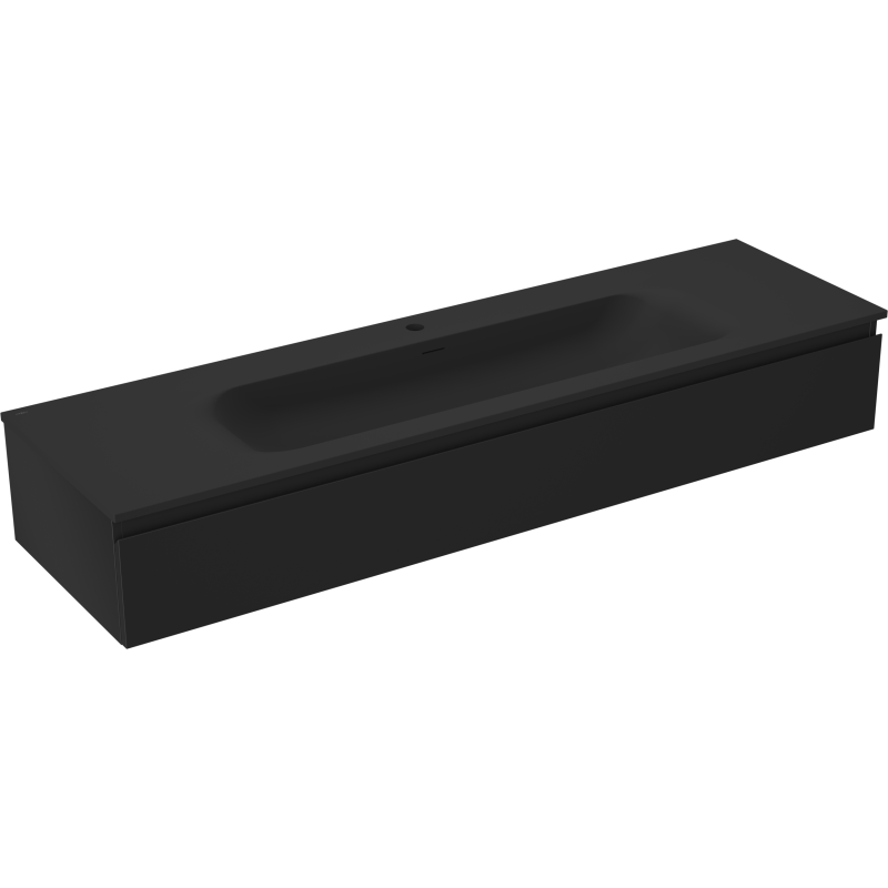 Mexen Orio vonios kambario spintelė 160 cm su Vela kriaukle, 1 stalčius, juoda matinė - 91A10-16023-1-BF71-W23M71