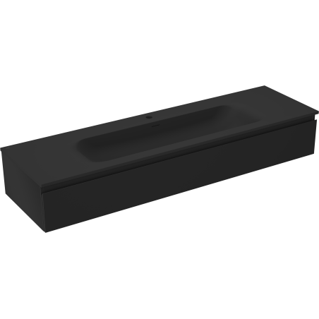 Mexen Orio vonios kambario spintelė 160 cm su Vela kriaukle, 1 stalčius, juoda matinė - 91A10-16023-1-BF71-W23M71