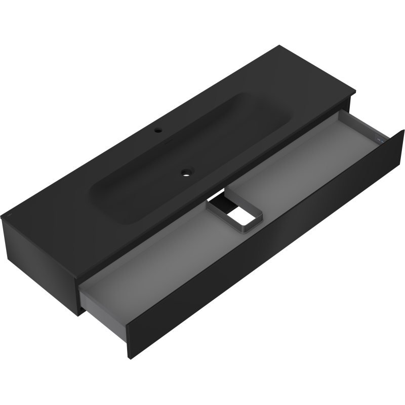 Mexen Orio vonios kambario spintelė 160 cm su Vela kriaukle, 1 stalčius, juoda matinė - 91A10-16023-1-BF71-W23M71