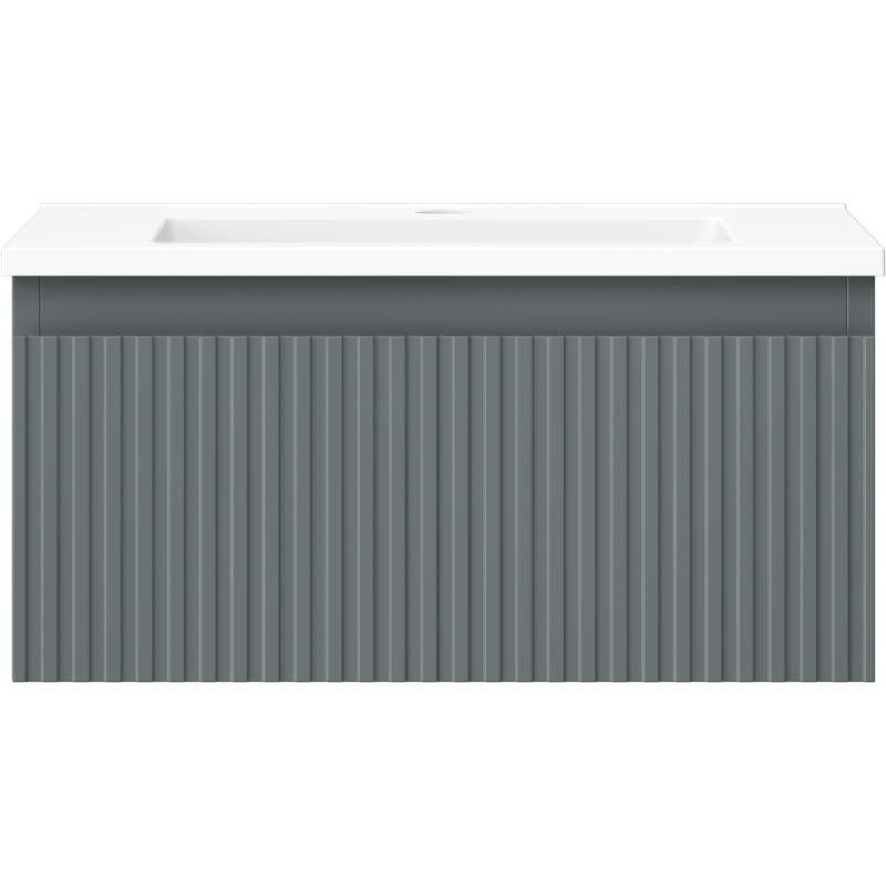 Mexen Rivel vonios spintelė Otis su praustuvu, 50 cm, 1 stalčius, gofruotas, matinė grafito/balta - 91A20-05023-1-BF66-W18M01