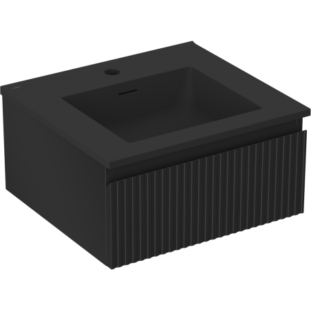 Mexen Rivel vonios spintelė 50 cm su Otis praustuvu, 1 stalčius, grioveliais, juoda matinė - 91A20-05023-1-BF71-W18M71