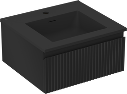 Mexen Rivel vonios spintelė 50 cm su Otis praustuvu, 1 stalčius, grioveliais, juoda matinė - 91A20-05023-1-BF71-W18M71