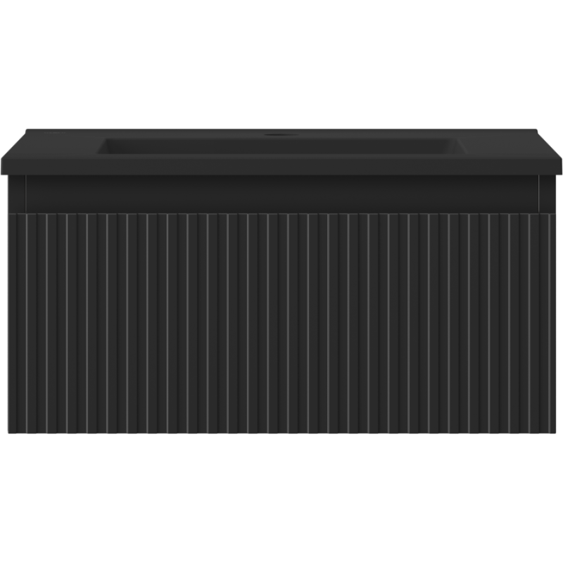 Mexen Rivel vonios spintelė 50 cm su Otis praustuvu, 1 stalčius, grioveliais, juoda matinė - 91A20-05023-1-BF71-W18M71