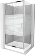 Mexen Apia stumdomas dušo kabinas 100 x 80 cm, baltos juostos, chromas + Rio padėklas - 840-100-080-01-20-4510