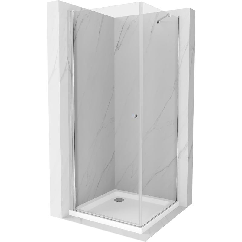 Mexen Pretoria pakreipiama dušo kabina 70 x 70 cm, Skaidrus, Chromo + dušo padėklas Flat - 852-070-070-01-00-4010