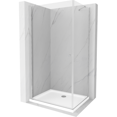 Mexen Pretoria pakreipiama dušo kabina 80 x 90 cm, Skaidrus, Chromo + dušo padėklas Flat - 852-080-090-01-00-4010