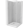 Mexen Pretoria dušo kabina, atveriama 90 x 90 cm, skaidri, chromuota + Flat dušo padėklas - 852-090-090-01-00-4010