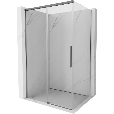 Mexen Rox stiklinis dušo kabina stumdomomis durimis 135 x 85 cm, permatoma, gun metal - 8C2-135-085-95-00