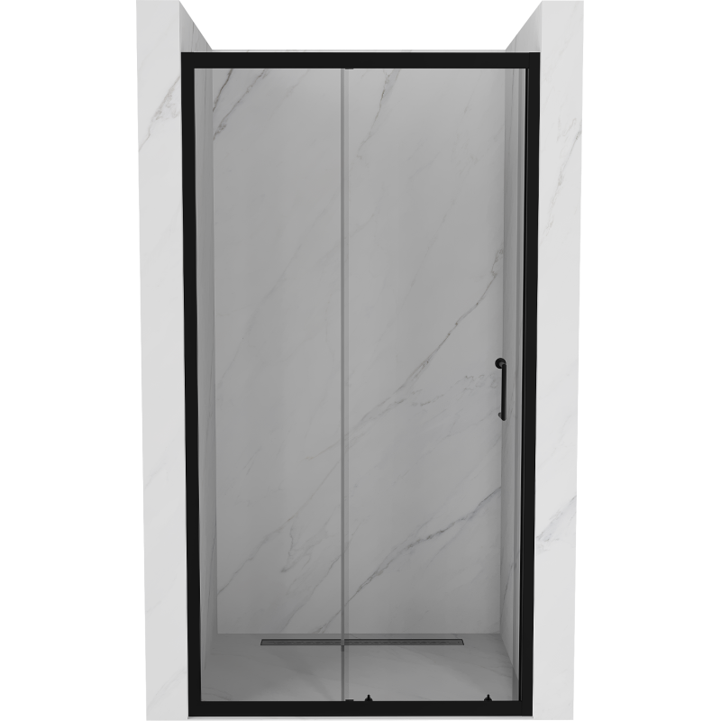 Mexen Apia stumdomos dušo durys 145 cm, Skaidrus, Juoda - 845-145-000-70-00