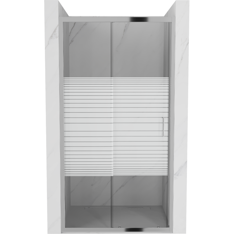 Mexen Apia stumdomos dušo durys 145 cm, Dirželiai, Chromo - 845-145-000-01-20