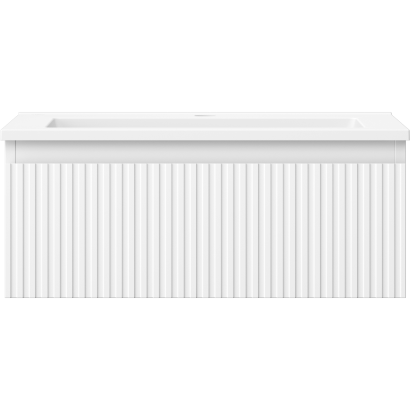 Mexen Rivel vonios kambario spintelė 60 cm su kriaukle Otis, 1 stalčius, rifliuota, balta matinė - 91A20-06023-1-BF01-W18M01