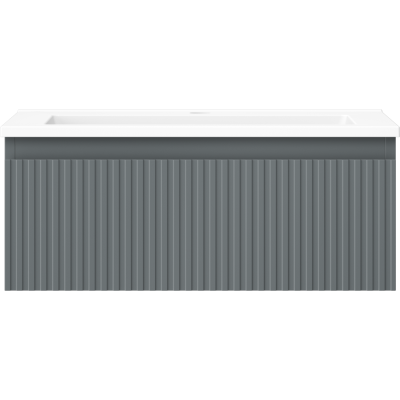 Mexen Rivel vonios spintelė 60 cm su Otis praustuvu, 1 stalčius, rifliuota, matinė grafito/balta - 91A20-06023-1-BF66-W18M01