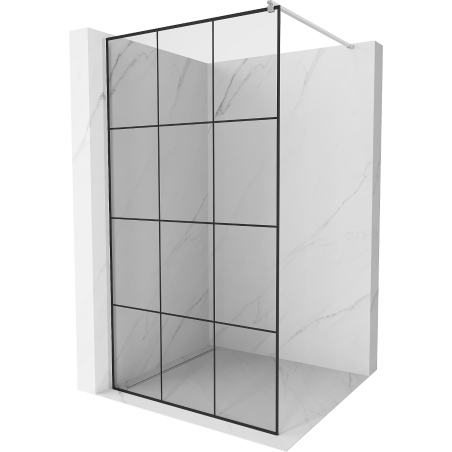 Mexen Kioto dušo sienelė Walk-in 100 x 200 cm, juodas tinklelis 8 mm, chromas - 800-100-101-01-77
