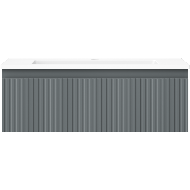 Mexen Rivel vonios kambario spintelė 70 cm su praustuvu Otis, 1 stalčius, gofruotas, grafito matinė / balta matinė