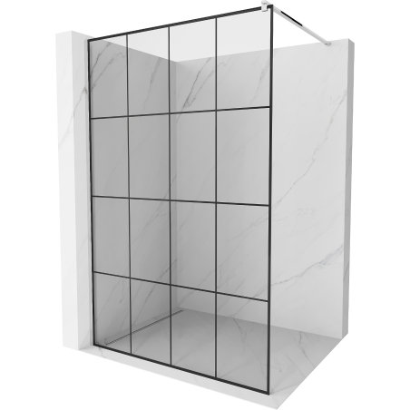 Mexen Kioto dušo pertvara Walk-in 140 x 200 cm, juodos spalvos tinklelis 8 mm, chromuota - 800-140-101-01-77