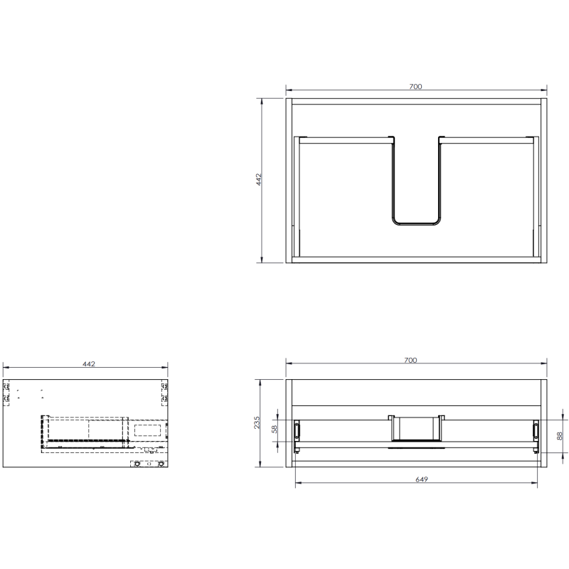 Mexen Rivel vonios kambario spintelė 70 cm su praustuvu Otis, 1 stalčius, gofruotas, grafito matinė / balta matinė