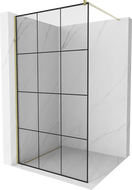 Mexen Kioto Dušo sienelė Walk-in 100 x 200 cm, juodas tinklelis 8 mm, auksinė - 800-100-101-50-77
