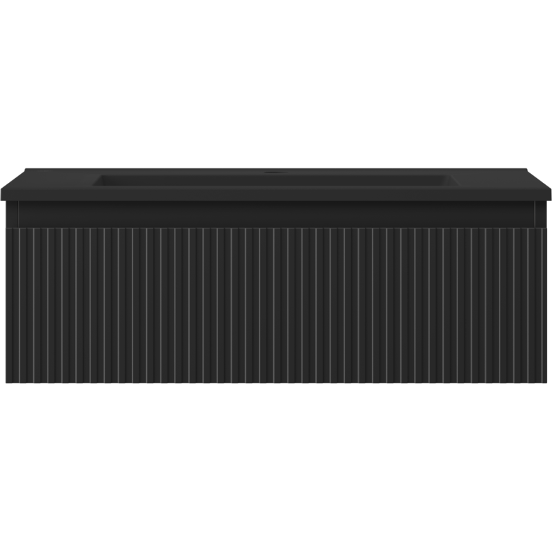 Mexen Rivel vonios spintelė 70 cm su Otis kriaukle, 1 stalčiumi, rifliuota, juoda matinė - 91A20-07023-1-BF71-W18M71