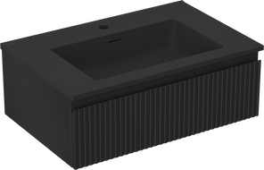 Mexen Rivel vonios spintelė 70 cm su Otis kriaukle, 1 stalčiumi, rifliuota, juoda matinė - 91A20-07023-1-BF71-W18M71