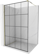 Mexen Kioto Dušo sienelė Walk-in 140 x 200 cm, juodi langeliai 8 mm, auksinė - 800-140-101-50-77