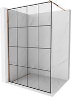 Mexen Kioto dušo siena Walk-in 130 x 200 cm, juoda tinklelis 8 mm, rožinis auksas - 800-130-101-60-77