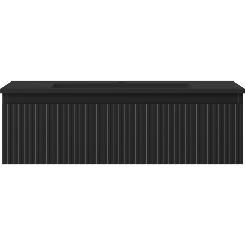 Mexen Rivel vonios spintelė 80 cm su praustuvu Otis, 1 stalčius, rifliuota, juoda matinė - 91A20-08023-1-BF71-W18M71