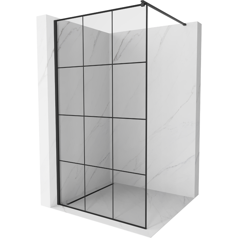Mexen Kioto dušo sienelė Walk-in 100 x 200 cm, juodas tinklelis 8 mm, juodas - 800-100-101-70-77
