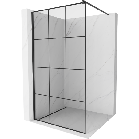 Mexen Kioto dušo sienelė Walk-in 100 x 200 cm, juodas tinklelis 8 mm, juodas - 800-100-101-70-77