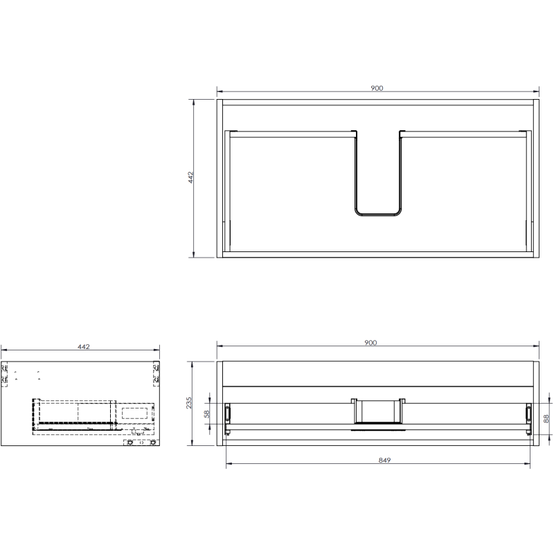 Mexen Rivel vonios kambario spintelė 90 cm su Otis praustuvu, 1 stalčius, rifliuota, balta matinė - 91A20-09023-1-BF01-W18M01