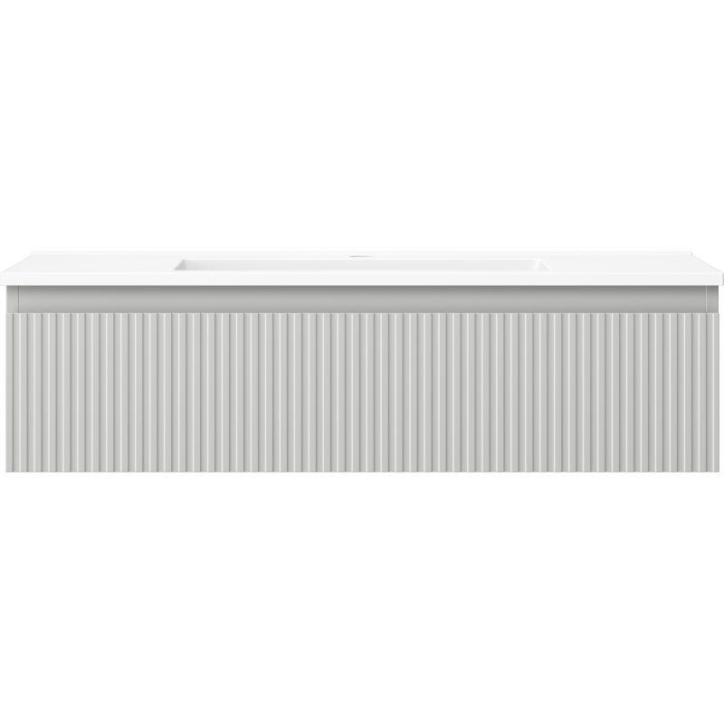 Mexen Rivel Vonios spintelė 90 cm su kriaukle Otis, 1 stalčius, rifliuota, pilka matinė/balta matinė