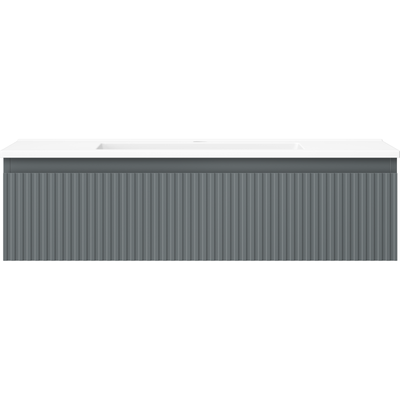 Mexen Rivel vonios spintelė 90 cm su praustuvu Otis, 1 stalčius, grioveliu, grafito matas/baltas matas