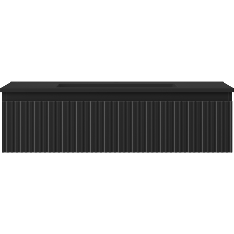 Mexen Rivel vonios spintelė 90 cm su Otis praustuvu, 1 stalčius, rifliuota, juoda matinė - 91A20-09023-1-BF71-W18M71