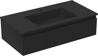 Mexen Rivel vonios spintelė 90 cm su Otis praustuvu, 1 stalčius, rifliuota, juoda matinė - 91A20-09023-1-BF71-W18M71