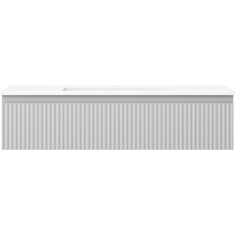 Mexen Rivel vonios spintelė Otis su 100 cm praustuvu, 1 stalčius, rifliuotas, pilkai matinė/baltai matinė