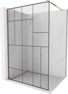Mexen Kioto dušo sienelė Walk-in 70 x 200 cm, juodas raštas 8 mm, rožinis auksas - 800-070-101-60-78