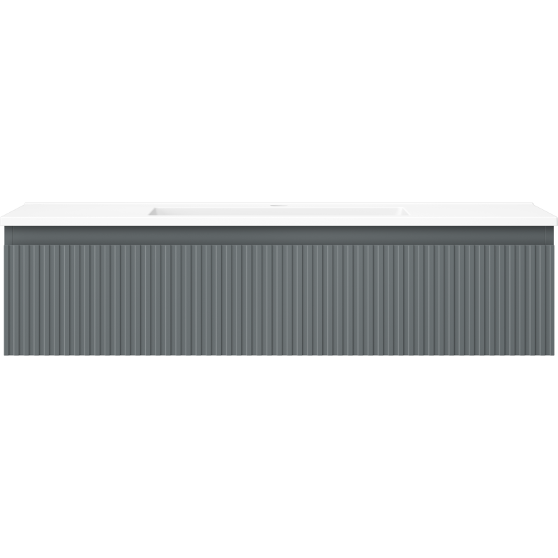 Mexen Rivel vonios spintelė 100 cm su praustuvu Otis, 1 stalčius, gofruotas, matinė grafito/balta - 91A20-10023-1-BF66-W18M01