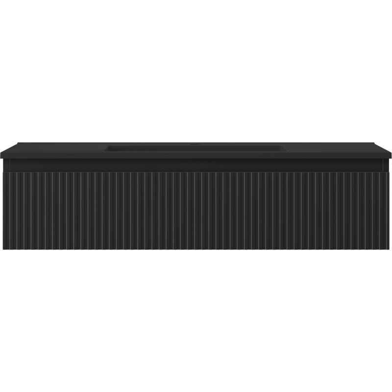 Mexen Rivel vonios spintelė 100 cm su kriaukle Otis, 1 stalčius, rifliuota, juoda matinė - 91A20-10023-1-BF71-W18M71