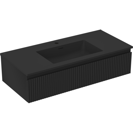 Mexen Rivel vonios spintelė 100 cm su kriaukle Otis, 1 stalčius, rifliuota, juoda matinė - 91A20-10023-1-BF71-W18M71