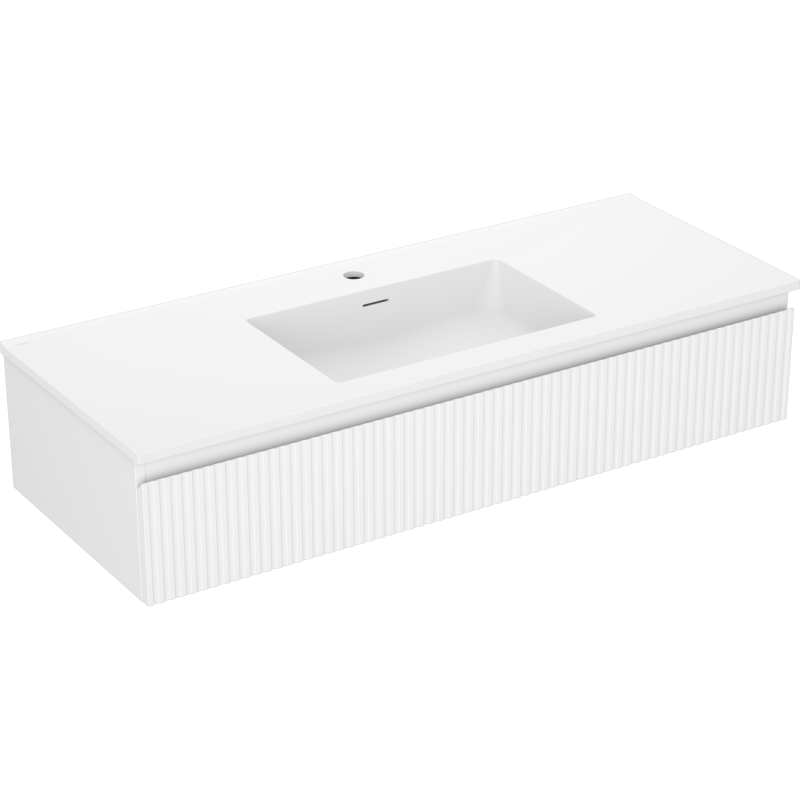 Mexen Rivel vonios spintelė 120 cm su Otis praustuvu, 1 stalčius, rifliuotas, baltas matinis - 91A20-12023-1-BF01-W18M01